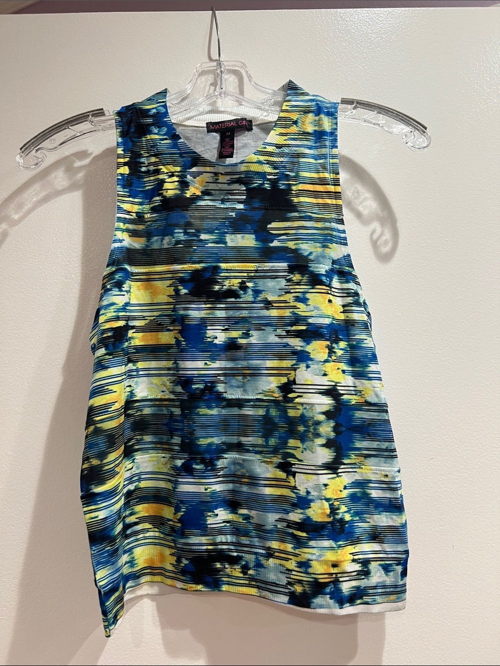 Material Girl Blue and Yellow Abstract Tank Top